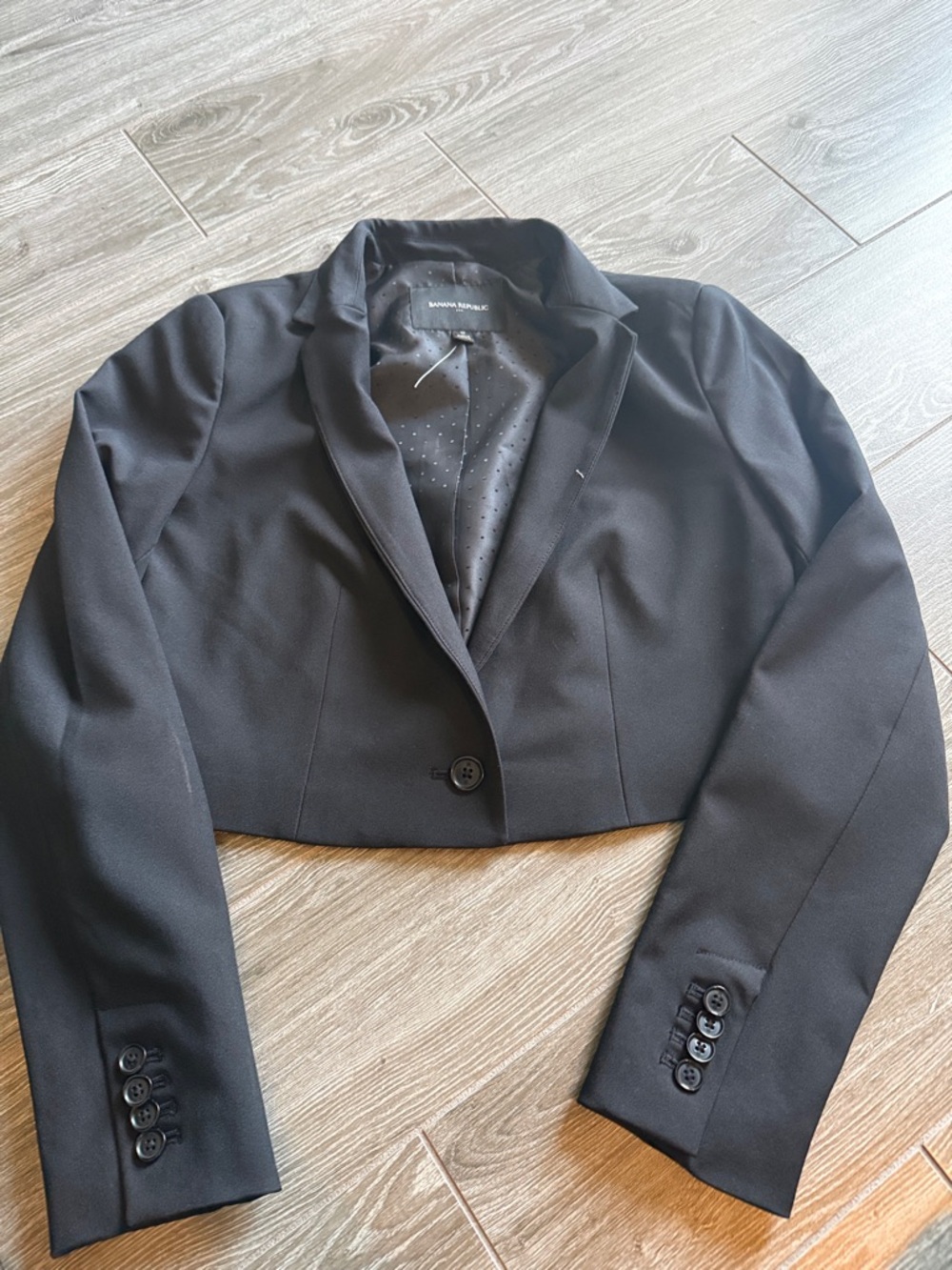 Banana Republic Black Cropped Single-Button Blazer 0